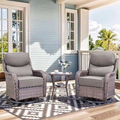 Pocassy Outdoor Glider Chairs Table with 4Inch 5Inch 6Inch Cushion