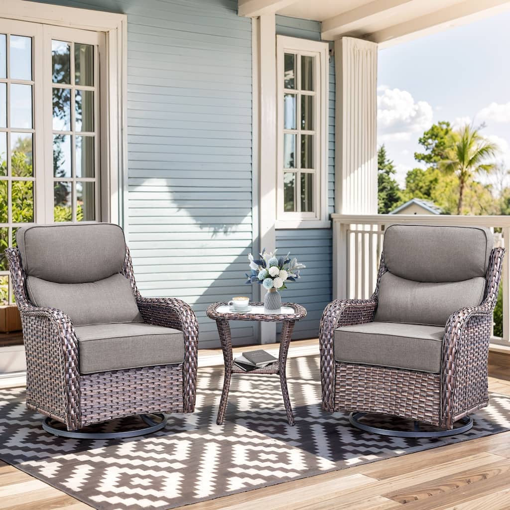 Pocassy Outdoor Glider Chairs Table with 4Inch 5Inch 6Inch Cushion