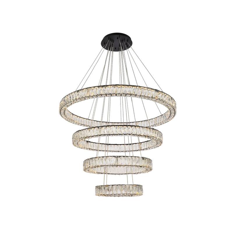 Indigo Home 41 inch LED four ring chandelier in black - Black