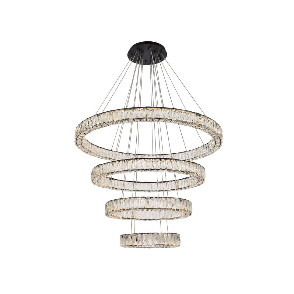 Indigo Home 41 inch LED four ring chandelier in black