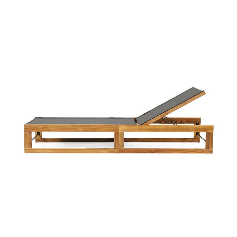 Emile Outdoor Mesh and Wood Chaise Lounge by Christopher Knight Home