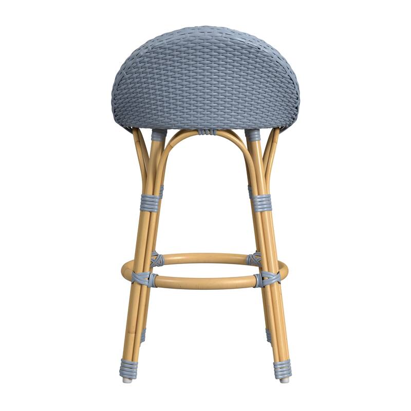 Tobias Outdoor Rattan and Metal Low Back Counter Stool
