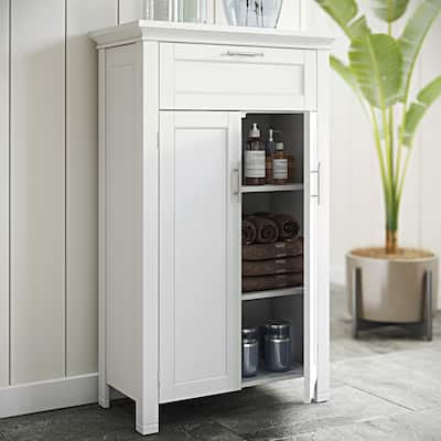 RiverRidge Somerset Two-Door Bathroom and Laundry Storage Cabinet with Drawer and Adjustable Shelf - White - N/A