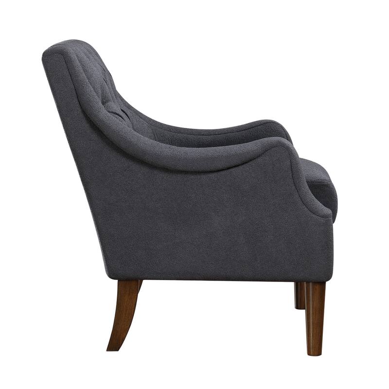 Jea Modern Accent Armchair, Button Tufted Dark Gray Boucle