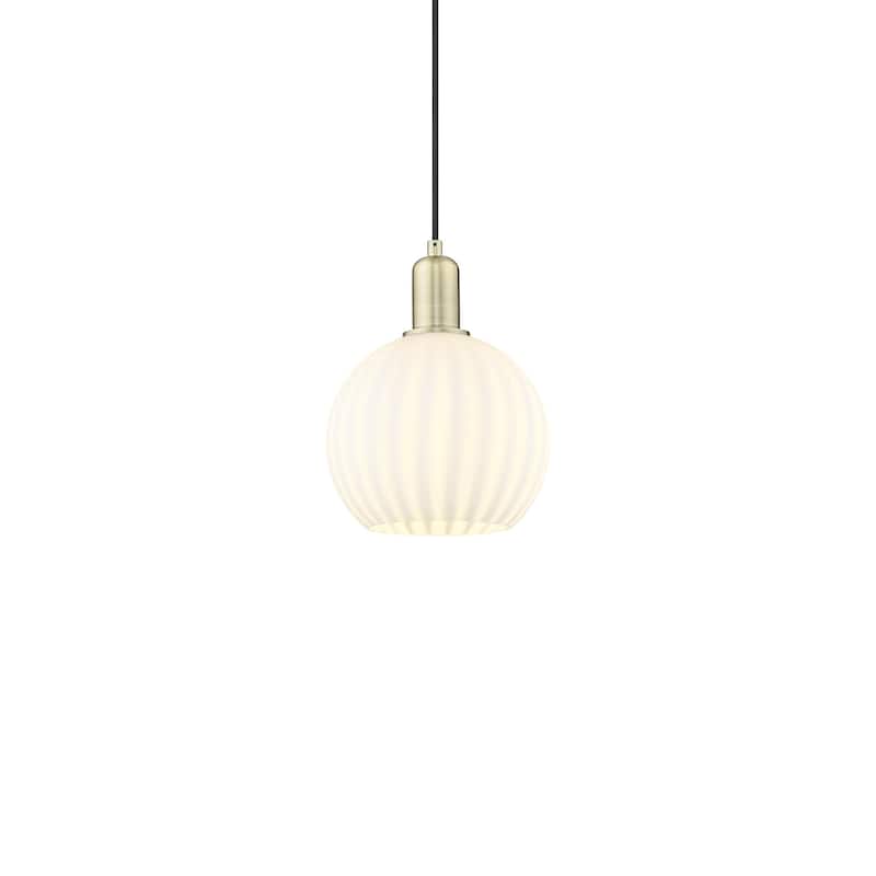 Innovations Lighting 716-1P-11-8 White Venetian Pendant White Venetian - Antique Brass / White Venetian