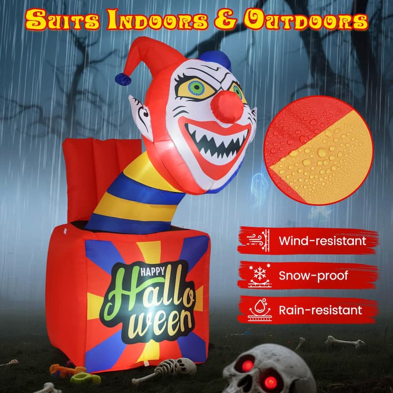 Costway 5 Ft Halloween Inflatable Clown Blow up Circus Clown Box - as pic shows - See Details