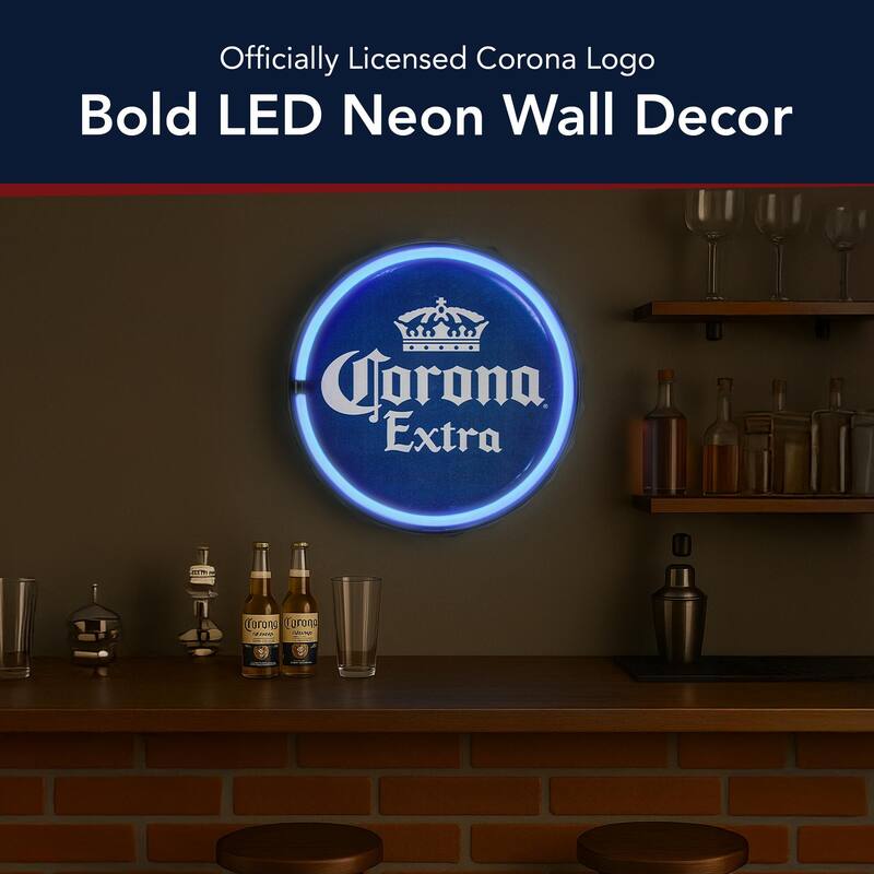 American Art Decor Corona Extra Beer LED Neon Light Sign Wall Decor - 12" - 12" H x 12" L x 1.5" D