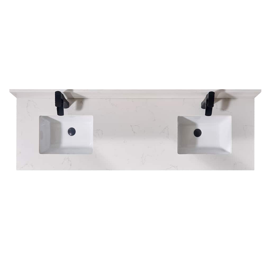 Altair 73 in. Engineered stone Vanity Top in Milano White with White Sink without Vanity