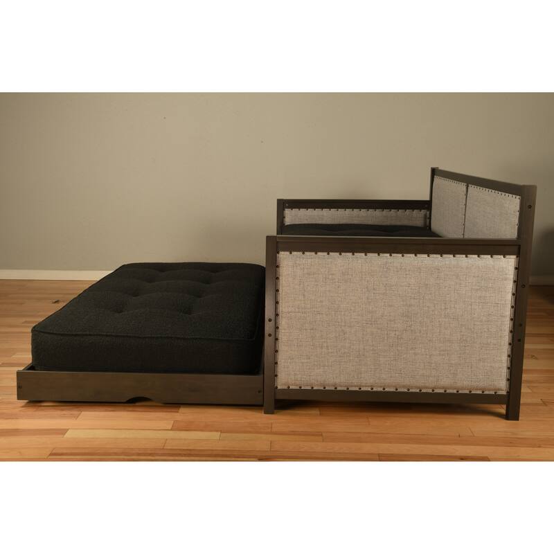 Somette Sloane Daybed in Graystone Finish includes Pop Up Trundle and Mattresses
