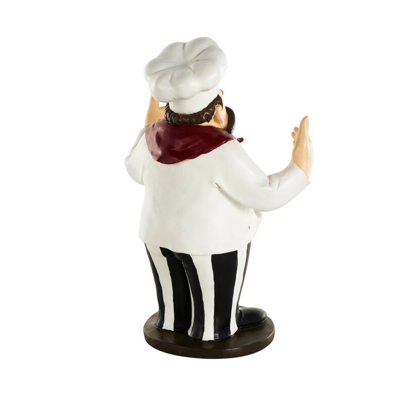 White Polystone Chef Decorative Sculpture with 2 Wine Holder Slots