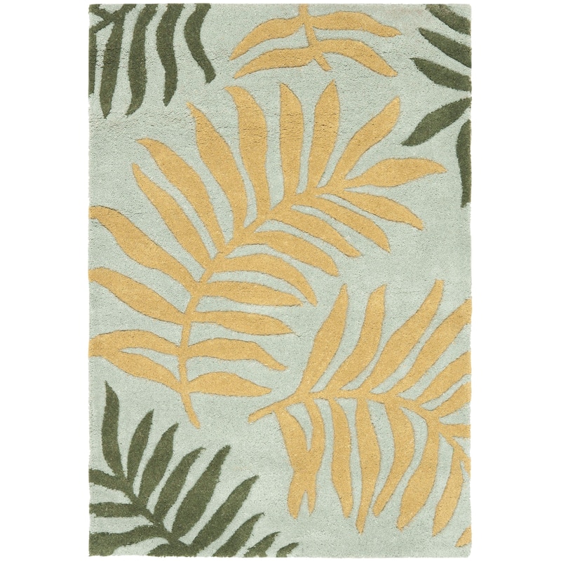 SAFAVIEH Handmade Soho Carley Ferns N.Z. Wool Rug - 2' x 3' - Light Blue/Multi