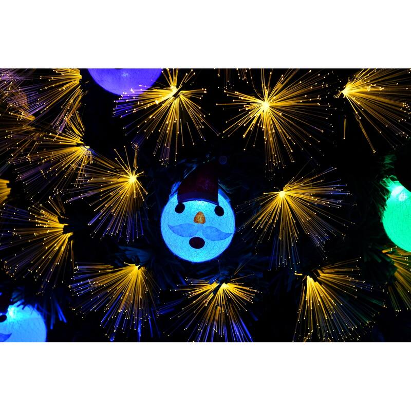 6 ft Pre Lit Fiber Optic Artificial Christmas Tree with Star Topper 8 Lighting Modes and Snowflake Ornaments
