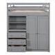 preview thumbnail 7 of 15, Wooden Full Size Loft Bed with Storage Wardrobe, Desk, Shelves and Drawers