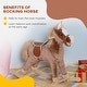 preview thumbnail 3 of 8, Kids Rocking Horse, Plush Toddler Rocker, Wooden Base Ride-On Toy with Handle Grip, Traditional Toy for Kids 36M+, Brown