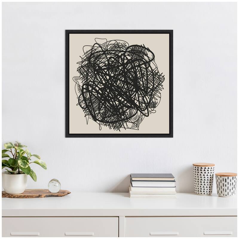 Kate and Laurel Modern Abstract Linework Loofah by The Creative Bunch Studio Framed Canvas Wall Art Print