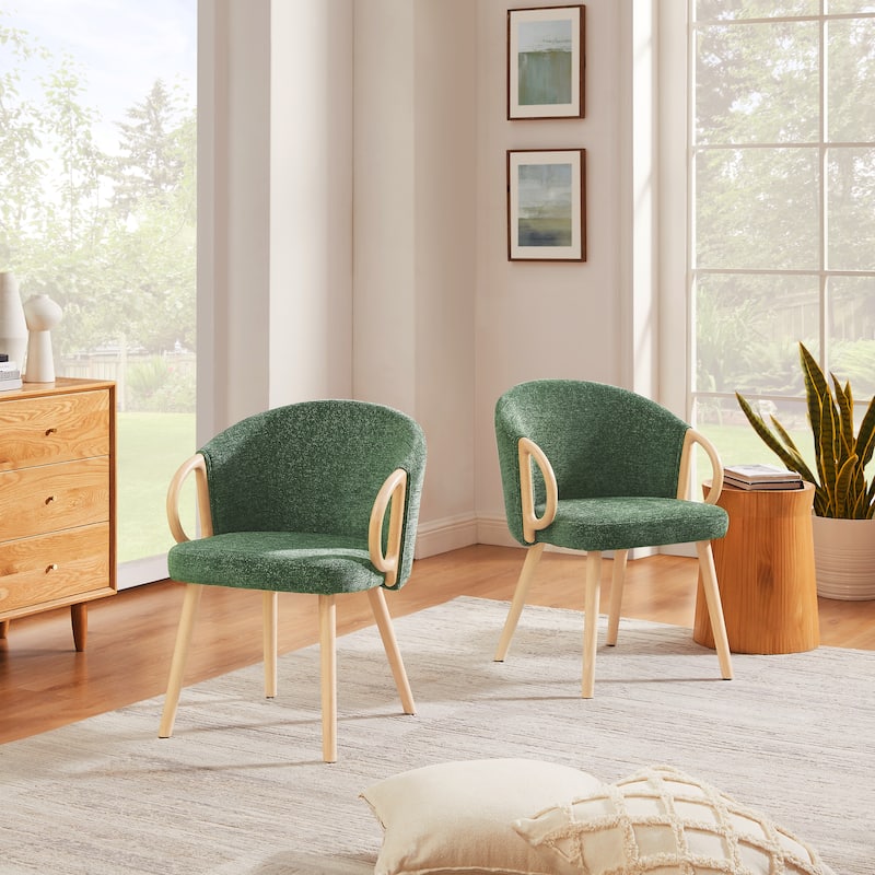 Art Leon Modern Fabric Accent Dining Wood Chair (Set of 2)