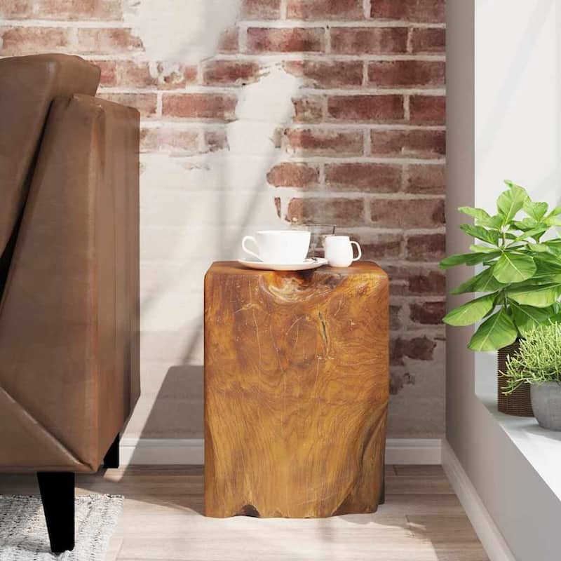 vidaXL Solid Teak Wood Stool, Small Side Table, Brown