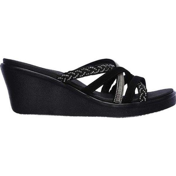 skechers black wedge shoes