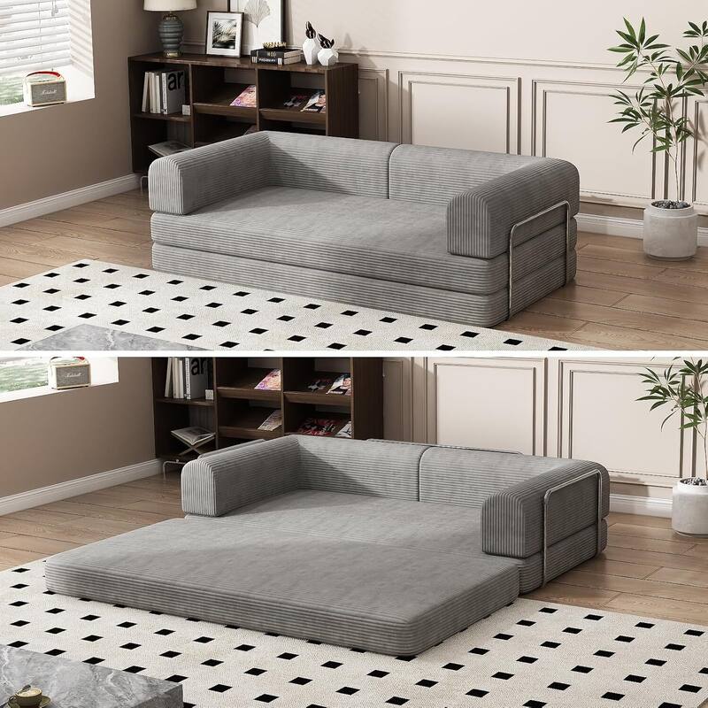 1 PC Convertible Modular Sleeper Sofa Bed for Living Room Lounge Studio - Grey
