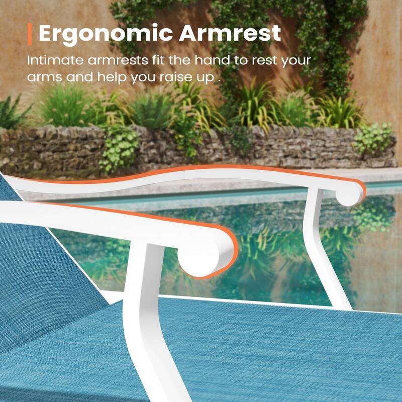 Pellebant 2PCS Patio Aluminum Adjustable Chaise Lounge Chair