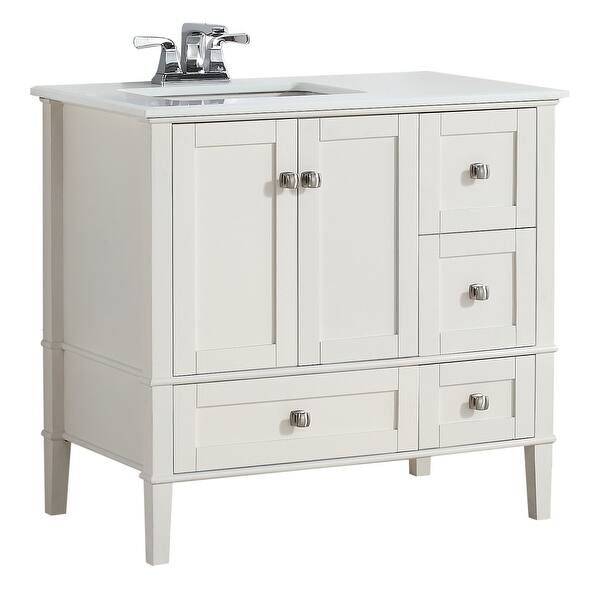 Durham 36 In White Oak Single Sink Bathroom Vanity With Carrara Natural Marble Top In The Bathroom Vanities With Tops Department At Lowes Com