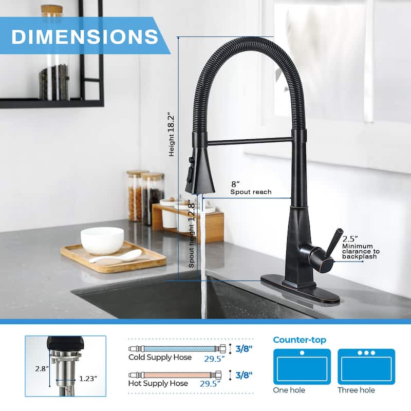 Single Handle Pull Down Sprayer Kitchen Faucet with Oil Rubbed Bronze
