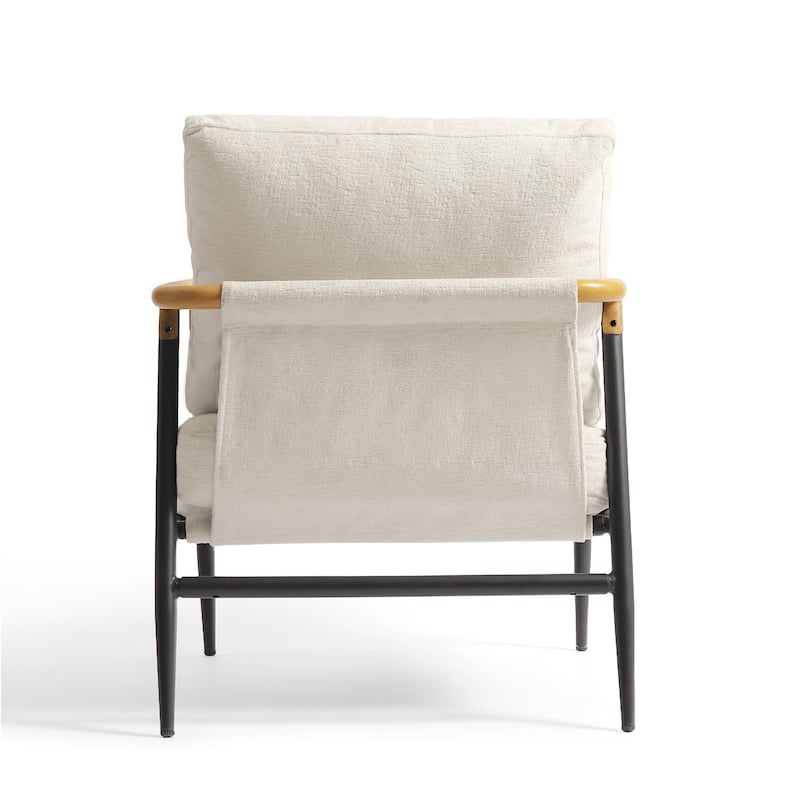Madison 27'' Wide Vegan Leather/ Chenille Metal Frame Accent Chair