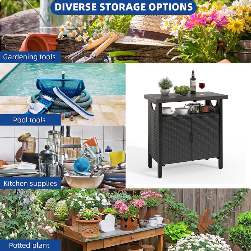 Moasis Outdoor Storage Cabinet Bar Cart with Doors and Shelves