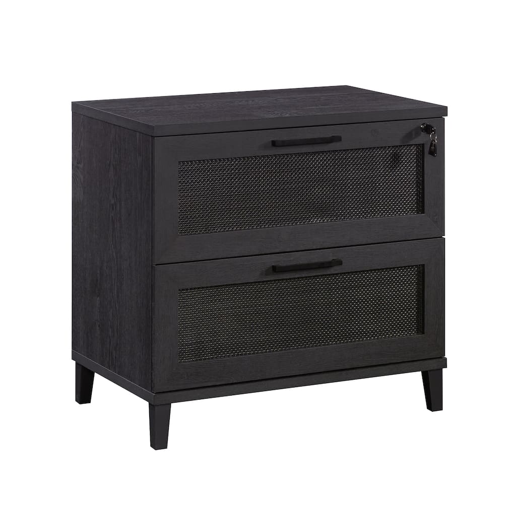 Engineered Wood Coastal Lateral File with a Lockable Drawer, Black