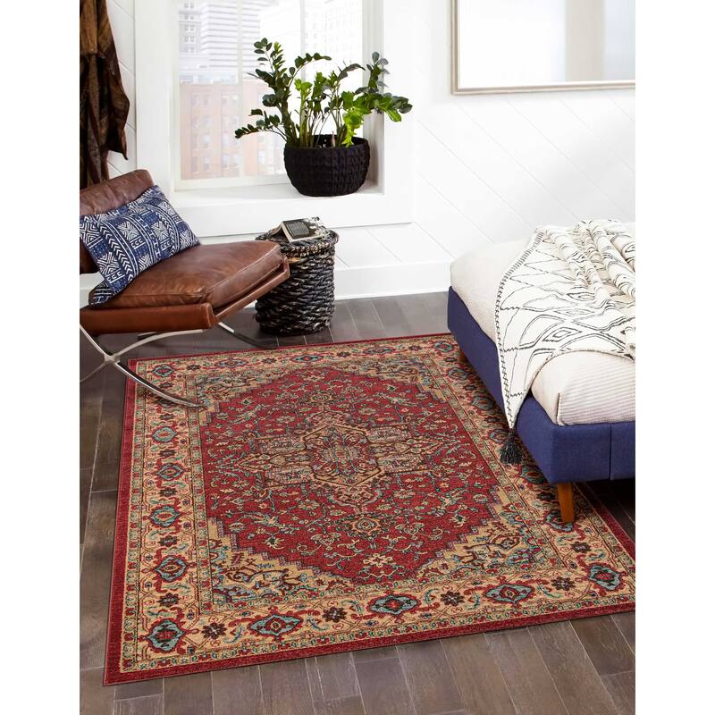 ECARPETGALLERY Machine Woven Elara Red Area Rug - 9'3 x 12'6