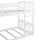 preview thumbnail 13 of 26, Twin Over Twin Floor Bunk Bed with Ladder, Solid Wood Bunk Bed Frame with Full-Length Guardrail, Detachable into 2 Separate Beds