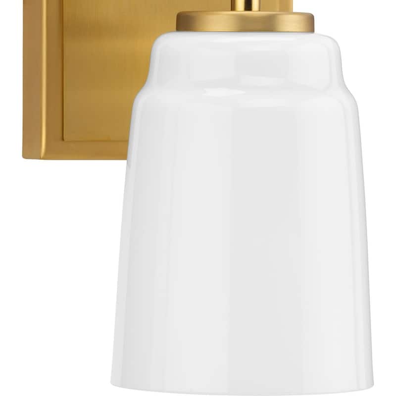 Spenser Collection One-Light Brushed Gold Industrial Vanity Light - 4.5 in x 5.75 in x 10.62 in