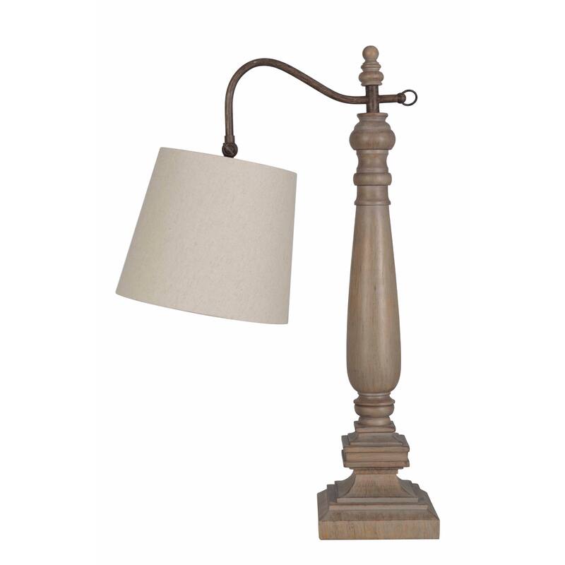 28" Wooden Tone Table Lamp, Light Brown (Set of 2)