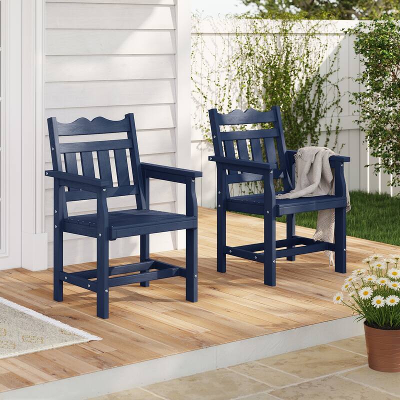 HIPS All-weather Outdoor Dining Chairs with 304 Hardware (Set of 2) - Navy Blue