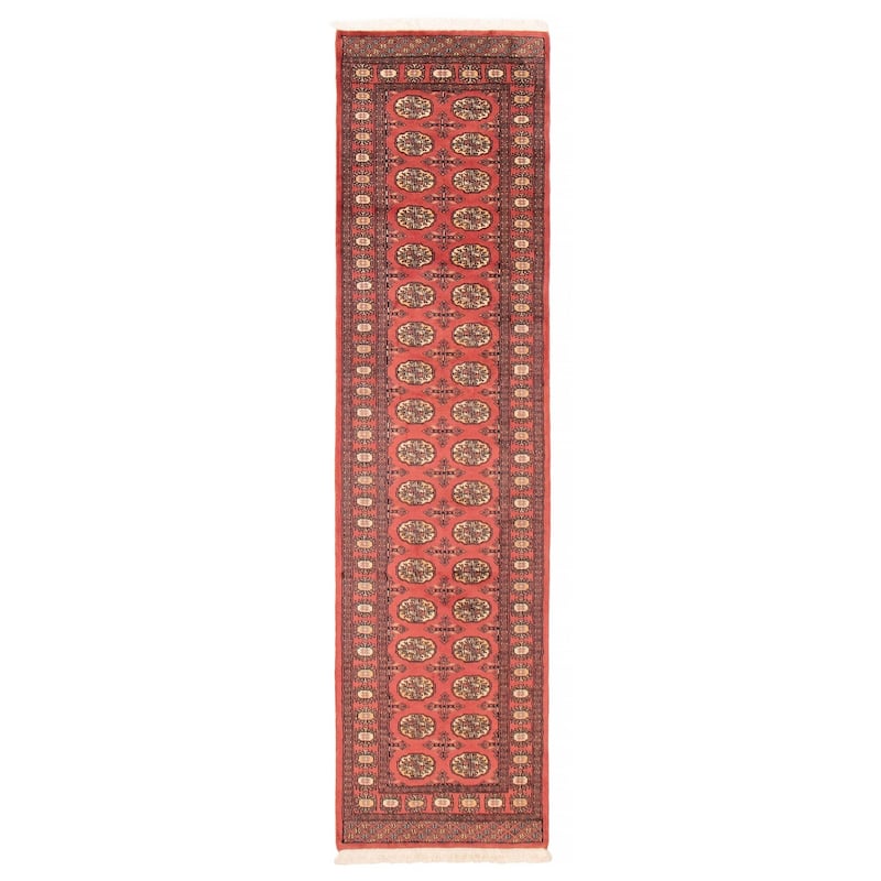 ECARPETGALLERY Hand-knotted Peshawar Bokhara Coral Wool Rug - 2'6 x 9'11 - 2'6 x 9'11 - Coral