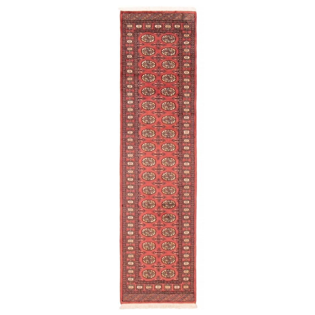ECARPETGALLERY Hand-knotted Peshawar Bokhara Coral Wool Rug - 2'6 x 9'11