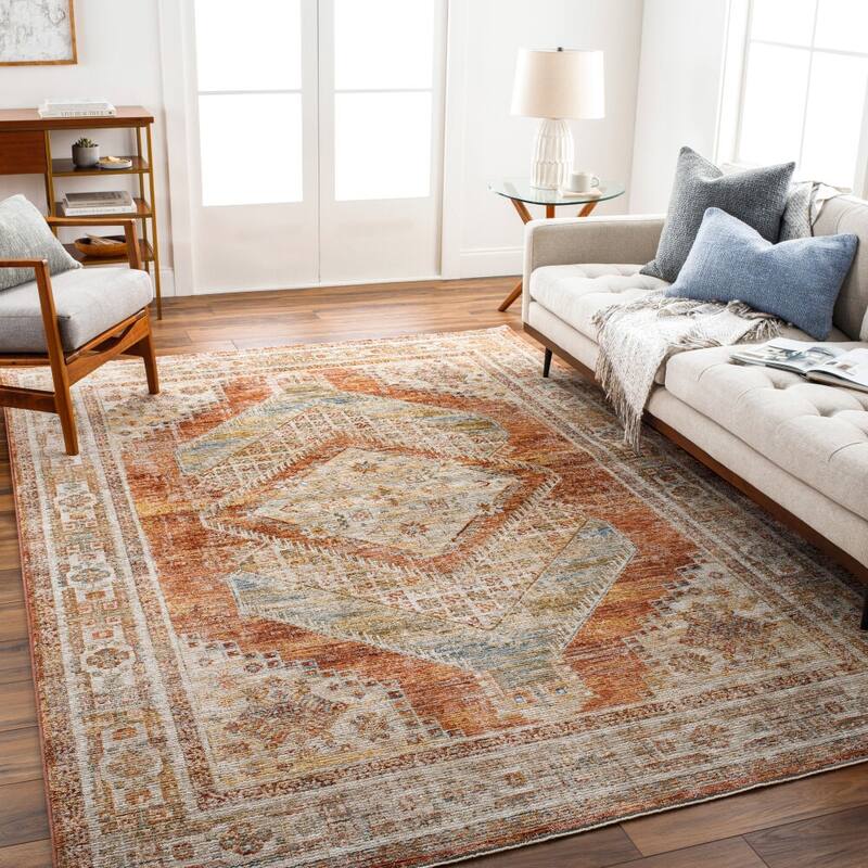 Livabliss Traditional Naila Medallion Area Rug - 10' x 2'8" - Rust/Yellow