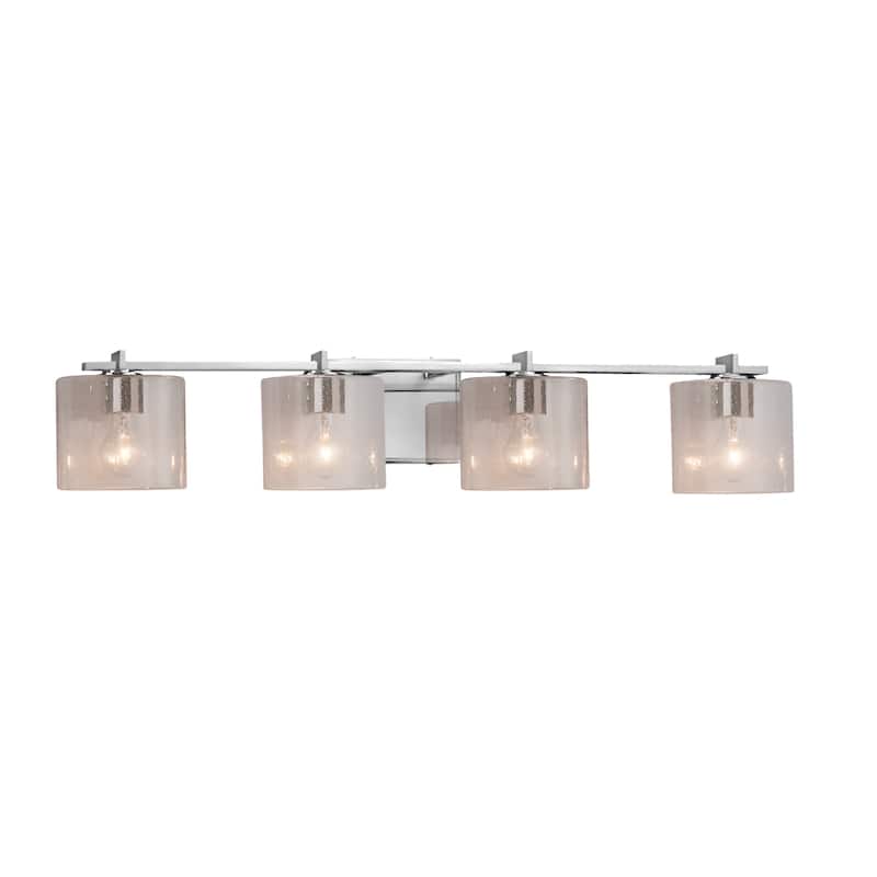 Justice Design Fusion Era 4-light Polished Chrome Bath Bar, Seeded Oval Shade