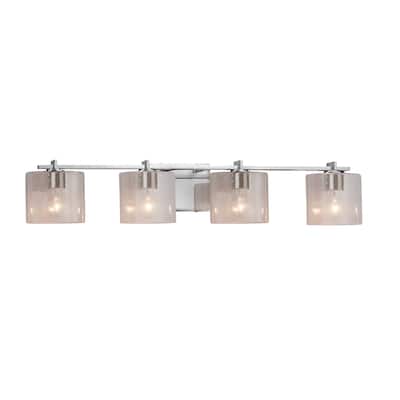 Justice Design Fusion Era 4-light Polished Chrome Bath Bar, Seeded Oval Shade