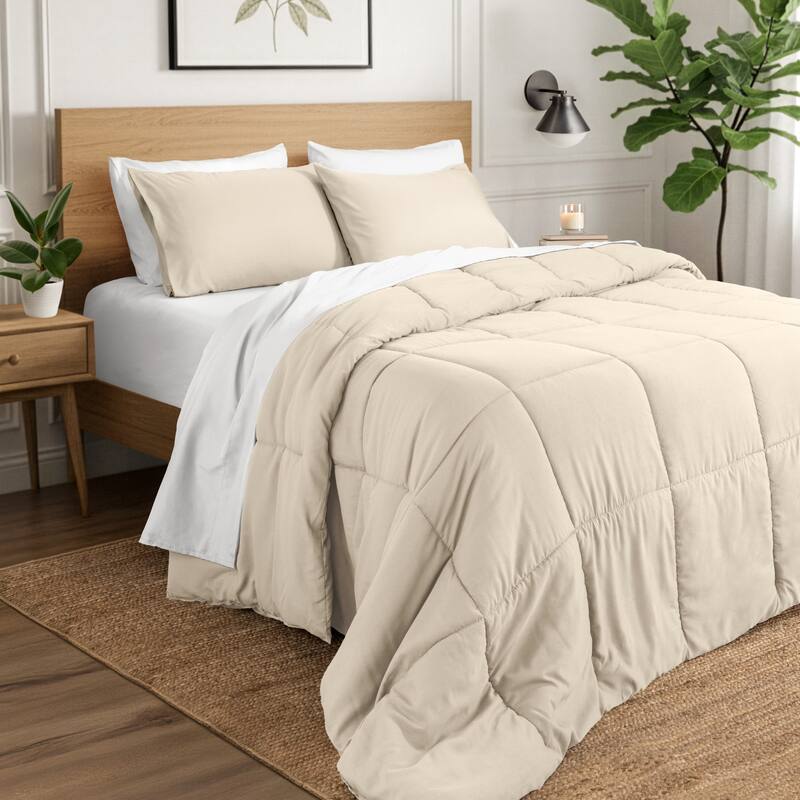 Ivy Union Microfiber Comforter Set - California King - Sand - Box Stitch