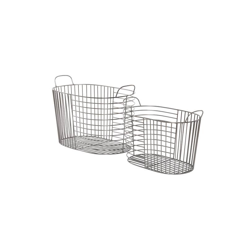 CosmoLiving by Cosmopolitan Modern Metal Storage Basket with Handles (Set of 2) - Gold, Silver, Dark Gray