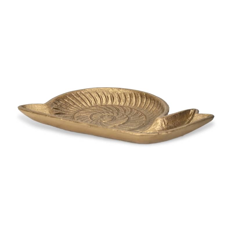 HomeRoots 7" Antiqued Gold Cast Iron Snail Trinket Tray - 7.25 in. x 0.75 in. x 4.50 in.
