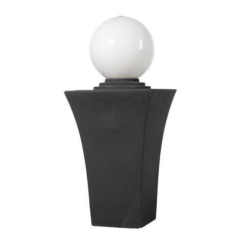 A&B Home White Curved Ball with Black Pedestal Fountain