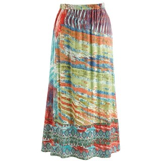 Meetu Magic Olive Green Embroidered Full-length Peasant Skirt - Free ...