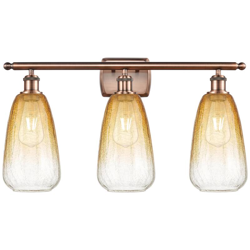 Innovations Lighting Endless Possibilities Ballston - Brookhaven Almond - 3 Light 26" Bath Vanity Light - Antique Copper/Amber