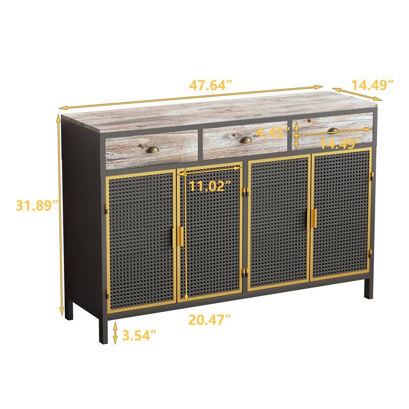 Dining Server Sideboard Kitchen Storage Cabinet with 3 Top Drawers