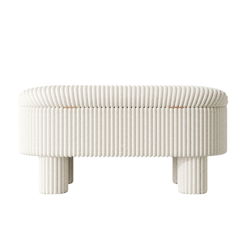 Modern Storage Ottoman Corduroy Upholstered Bench Bedroom Storage Seat Entryway Shoe Bench for Living Room, Bedroom and Entryway