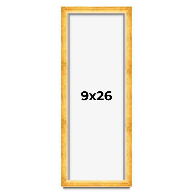 9x26 Shadow Box Frame Gold | 1.625 Inches Deep Real Wood Traditional
