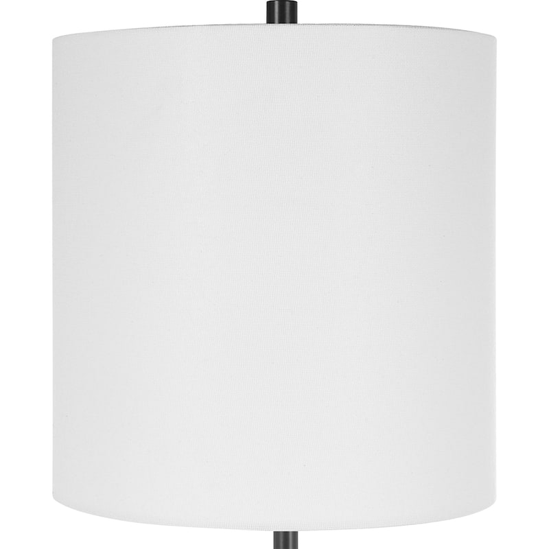 Stacked Marble Buffet Lamp with Petite Drum Shade - 32.5" - Black and White