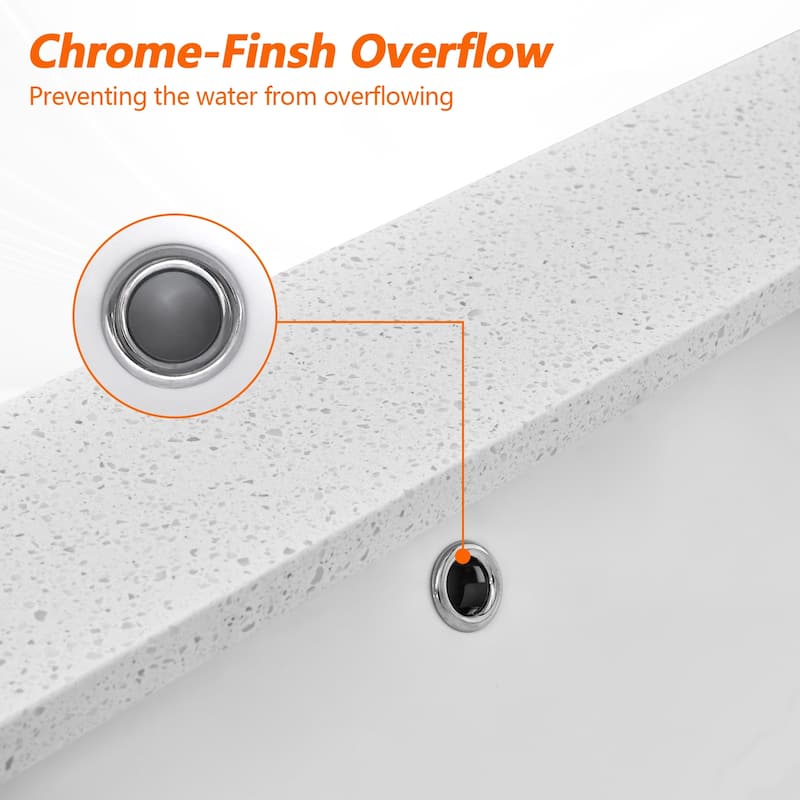 Bathroom Vanity Quartz Counter Top with Undermount Rectangular Ceramic Sink Backsplash